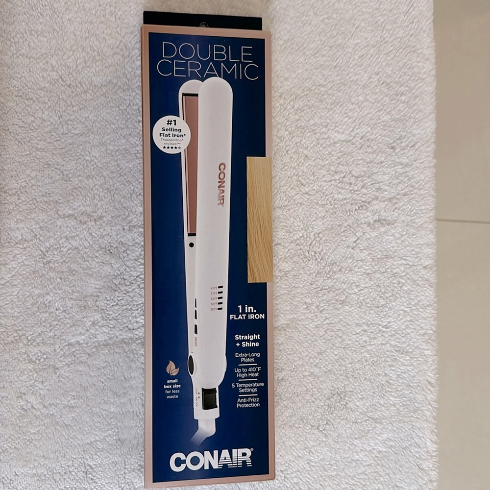 NWT CONAIR Double Ceramic 1" Flat Iron - Rose Gold w/White